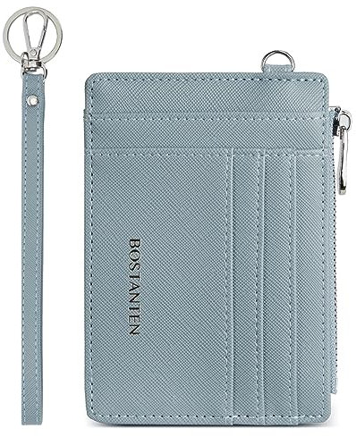 BOSTANTEN Geldbörse Damen Klein, PU Leder Kreditkartenetui RFID Schutz Geldbeutel Damen Kartenetui mit Münzfach, Mini Frauen Portemonnaie Kartenhalter Slim Wallet(Blau)