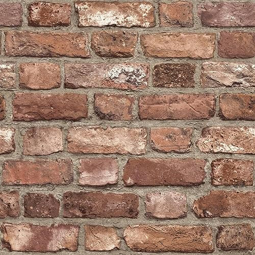 SOPHIE LAURENCE Red Brick Wallpaper Textured Thick Realistic Rustic 3D Stone Wall Effect - Chimney Breast Feature Wall Wallpaper
