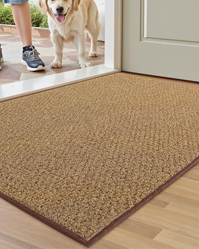 COLOR&GEOMETRY Dirt Trapper Door Mat, Heavy Duty Front Door Mat for Indoor and Outdoor, Non Slip Rubber Backing Door Matts Indoor, Machine Washable Doormat for Muddy Shoes & Paws - Brown, 60 x 90 cm