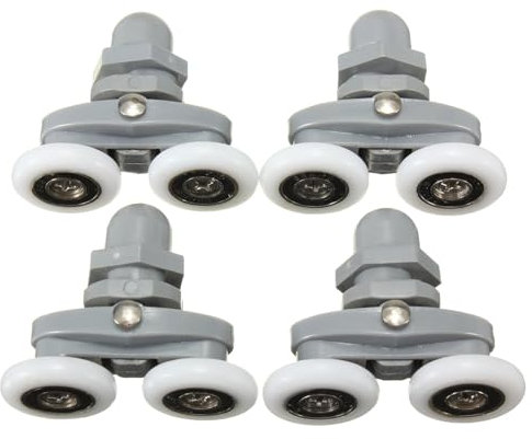 Lot de 4 roulettes doubles pour porte de douche, crochets et roues de rechange pour salle de bain en verre de 4 à 10 mm (26 mm)