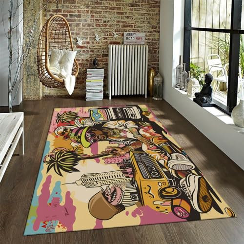 HOBBOY Pop Art Bereich Teppich Anime Stil Haustür Matte Inneneingang Waschbarer Teppich für Wohnzimmer Schlafzimmer Badezimmer Niedrigflor Boden Teppich 120 x 170 cm