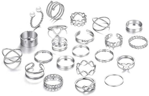Visxcnu 22 pcs Nudillos Anillos Mujer Oro Juego Abiertos Apilables Serpiente Anillo Ajustable Forma Vintage Regalo de Joyería