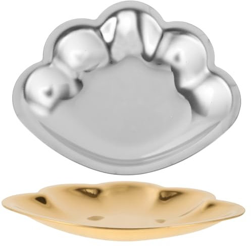 2 piezas dormitorio pendiente plato joyería almacenamiento plato joyería tazón lápiz labial bandeja concha baratija bandeja almacenamiento placa decoración mesa comedor cosmético estante acero inoxida