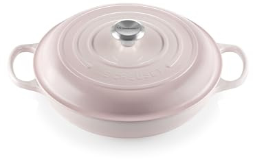 Le Creuset Signature Gusseisen Gourmet-Profitopf, Rund, Ø 30 cm, 3,5 l, Für alle Herdarten inkl. Induktion geeignet, 5,555 kg, Shell Pink, 21180307774430