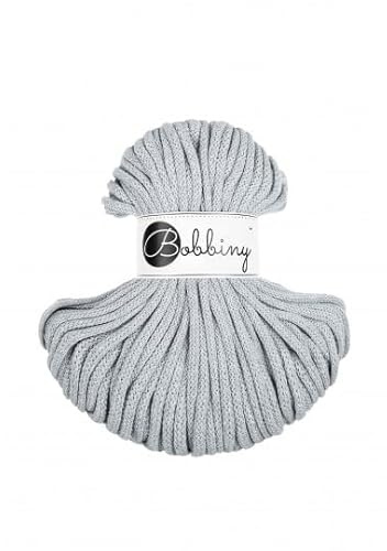 Premium Baumwoll-Flechtschnur - 5mm x 50m - Vielseitige Makramee-Kordel für Stricken, Weben, DIY-Basteln und Heimdekoration - Hochwertige Bunte Bastelschnur - Light Grey