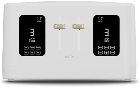 1600W 4 Slice White Toaster with Detachable Crumb Tray, Digital Control Panel with Countdown Timer, 7 Browning Levels, Auto Stop, High Lift, 4 Slice Toaster with Wide Slot for All Types of Slices