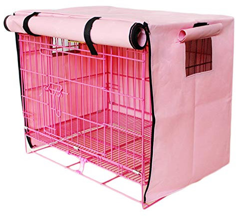 Atmungsaktive wasserdichte sonnenfeste winddichte Moskito-Abdeckung für Katze, Kaninchen, Hundekäfige, Vierjahres-Käfige Abdeckung, faltbar, Outdoor-Haustierhütte, Hundehütten-Abdeckung, Rosa, S