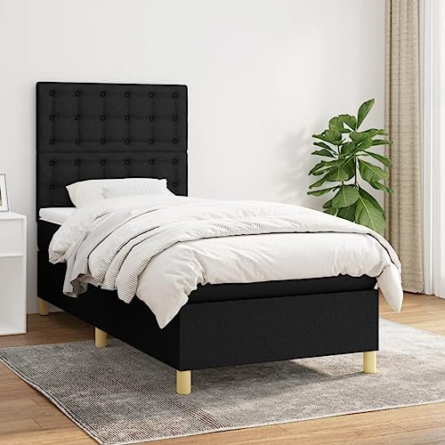 qohoio Boxspringbett mit Matratze Schwarz 80x200 cm Betten Bett Mit Matratze Bett Boxspringbett Schlafzimmer MöBel Stoff - 3142611