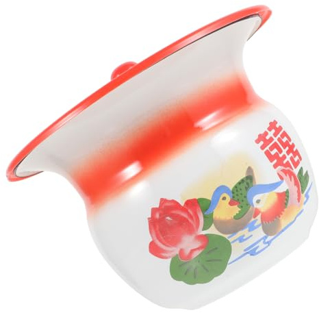 FRCOLOR Vintage Kinderurinal aus Eisen mit Deckel und Tragbar Verschleißfest für Zuhause und Schlafzimmer Praktischer Urinaufbewahrungstopf für Kinder