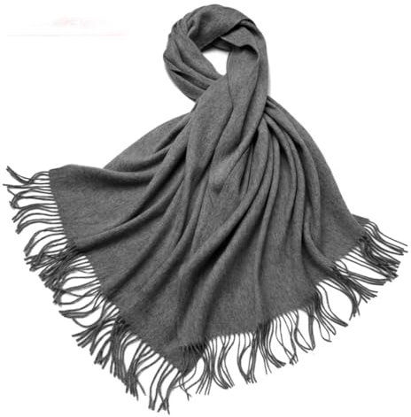 Ornrjfll Damen-Wollschal, Wollschal, Wickeltuch, langer Umhang, Damen-Pashmina, grau, 200/70 cm