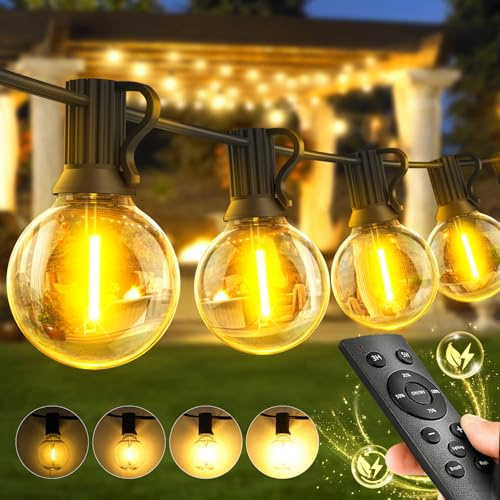 Warlisou 20M/65Ft Outdoor String Lights Mains Powered, LED Garden Lights, Waterproof Festoon Lights Outdoor, Warm White Outside Lights for Garden, Yard, Wedding, Terrace, Party, Patio