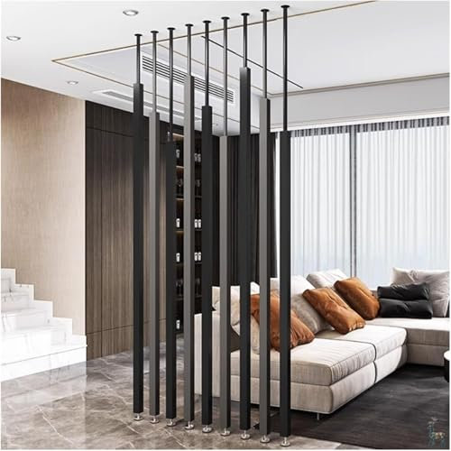 Juego de 9 columnas separadoras plegables de metal para oficina, restaurante, estudio, entrada, divisiones ajustables para decoración de interiores y hogar, parrilla y diseño de suelo a techo