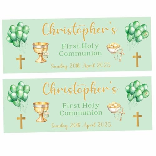 Personalised Holy Communion Banner, Personalised First holy communion decorations, Gold chalice design, Christening Decor, Confirmation decor