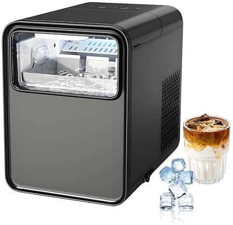 1,5 litros De La Máquina del Fabricante De Hielo para El Hogar, Fabricante De Hielo De Pepita De Encimera, 12 Kg/26 LB En 24 H, Listo para Hielo En 6 Minutos, 2 Tamaños De Hielo De Bala