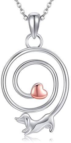 HUKKUN Ringhalter Halskette Sterlingsilber Bienen/Dackel Hochzeits Verlobungsringhalter Halskette für Frauen Geburtstagsgeschenk für die Ehefrau