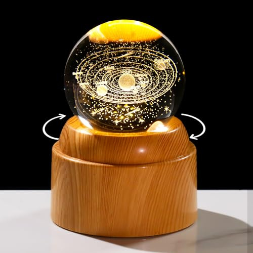 Arikyrist 6cm Solar System Crystal Rotatable Ball Gifts for Astronomy Men