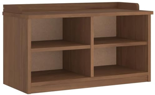 Banco de recibidor de Madera Maciza de Pino con Acabado en Nogal,87x40x50cm,Mueble de almacenaje,Mueble de Entrada,decoración Moderna