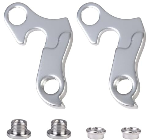 Quwem 2PCS Bicycle Rear Derailleur Hanger,Aluminum Alloy Bike Gear Mech Tail Hook Replace Part with Screws Dropout Adapter for Carrera Vengeance Vulcan Cube Mtb Road Bikes Racing Cycling Silver