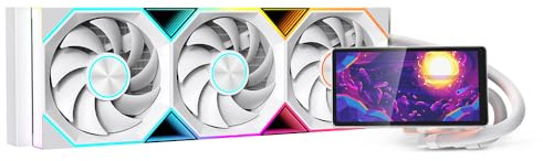 Jungle Leopard PF 360 CPU Water AIO Cooler Liquid Cooling|5.5-inch LCD Magnetic Screen|360mm ARGB Infinity Mirror 2000RPM PWM Fan|Lower Noise |for Intel LGA1851/1700/1200/115X AMD AM4/AM5 (White)
