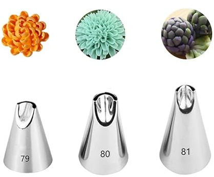 Set di beccucci per torte Crea ugelli color crema a forma di crisantemo, consigli decorativi per torte di compleanno, utensili da forno in acciaio inox beccucci (B)