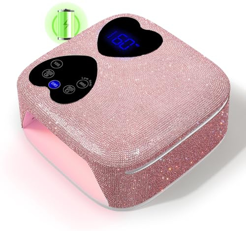 Nail Lamp Cordless, 80W Rechargeable UV LED Nail Dryer with 5 Timer | CHRISTINE SHELLY Quick Dry Curing Lamp with Display Auto Sensor for Salon Professional