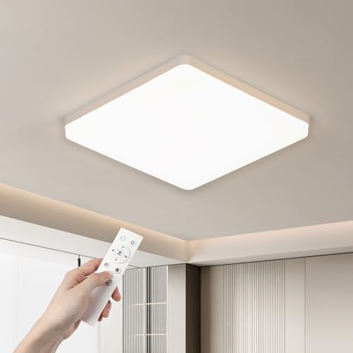 EASY EAGLE Deckenlampe LED Deckenleuchte Dimmbar 48W: 3000K-6500K Quadratisch Badezimmer Lampe 30CM 4800LM, LED Lampen Deckenlampen für Küche Wohnzimmer Schlafzimmer Flur Keller