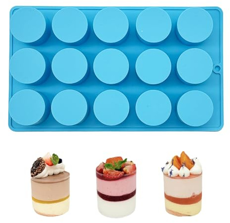 SEABABOO Zylinder Schokoladenform Silikon 15 Löcher 3.2 cm Runde Backenform | Tief Pralinenform für Schokolade, Muffins, Pudding, Gelee, Kleine Kuchen, Blau, 1 Stück