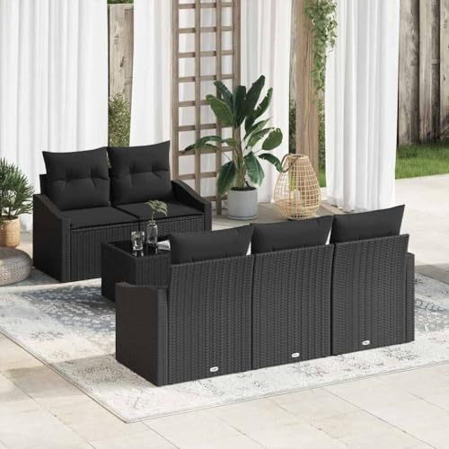 Frdhee Balkon Möbel, Loungesofa, Balkonmöbel Kleiner, Garten-Sofa-Set mit Kissen 6 pcs Schwarz 55 x 55 x 37 cm Für Schwimmbadumgebung Ferienhäuser Terrasse