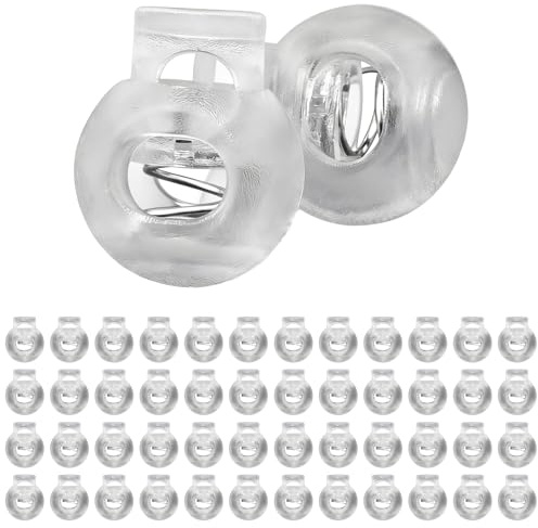 Rudfovn 50-Pack Cord Locks for Drawstrings – Plastic Toggles for Clothing, Bags & Roman Blinds, Small Single-Hole Rope Stops for Hoodies, Backpacks and Window Shades