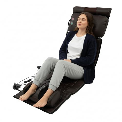 czyuRachel Tapis de massage pour tout le corps avec fonction chauffante à 3 niveaux, tapis de massage Shiatsu avec 9 niveaux d'intensité et modes de massage, avec airbag lombaire, massage des pieds