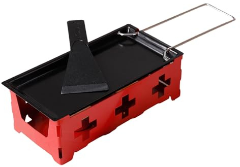 Raclettegrill non-stick ostsmältare med vikbart handtag, bakplåt och spatel för att smälta ost, kött, fisk, grönsaker – perfekt för fester och sammankomster