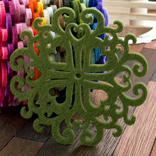 summer-ray 12PCS laser Cut sottobicchiere in feltro 10,2 cm taglia unica Home/cucina decorazione, Tessuto, Olive Green, 10,16 cm