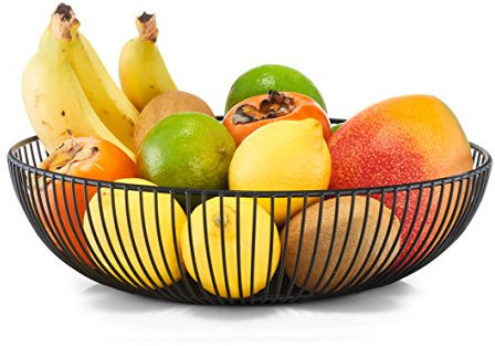 ZELLER PRESENT SCHÖNER LEBEN. PRAKTISCH WOHNEN. Cesta de Frutas, Metal, Negro, ca. Ø 28 x 8 cm
