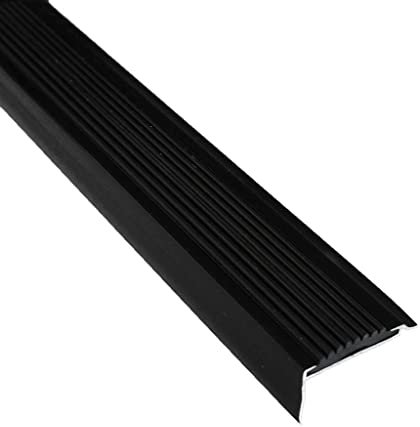Vivol Perfil de borde de escalera – Negro – Aluminio con goma – 42 x 22 x 1000 mm – 1 pieza