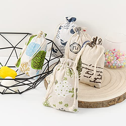 DAHI 25pcs Pochon Coton avec Cordon 10 x 14 cm Petits Sachet en Tissu Sacs Cadeau Sachets en Lin Chanvre Jute Sac à Cordon Sachets Pour bijoux-A