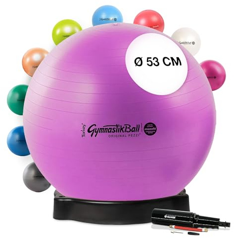 PEZZI Gymnastikball Maxafe mit Ballschale und Pumpe | Sitzball mit Burst-Proof-System, belastbar bis 400 kg, für Therapie, Sport und Büro