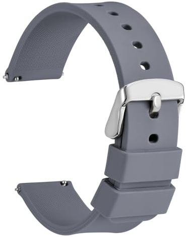 WOCCI Silikon Uhrenarmband mit Silberner Schnalle, Schnellverschluss Uhrenarmbänder, 13 Farben Ersatzarmband 14mm 16mm 19mm 18mm 20mm 21mm 22mm 24mm