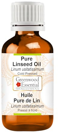 Greenwood Essential Linseed Oil (Linum usitatissimum) | Cold Pressed | Natural | Undiluted | For Diluting Essential Oils | For Skin & Massage | Men & Women | 5ml (0.16 oz)