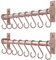 Dseap Kitchen Utensil Holder Hanger, Pot and Pan Rack Wall Mounted, Kitchen Rail with 8 Hooks for Hanging Cooking Utensils, Mugs, Spoons, Wall Mounted, Rose Gold, Pack of 2