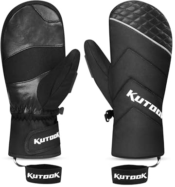 KUTOOK Daunen Skihandschuhe Super Warm Winterhandschuhe Ziegerleder und Eingebaute HIPORA Membran