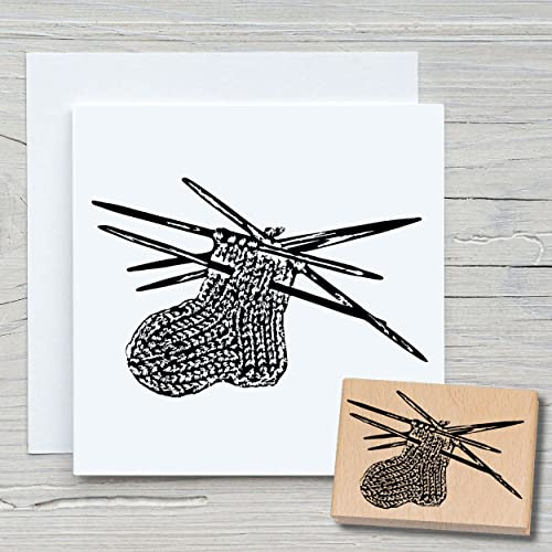 NEWSTAMPS Stempel Socke 01 Motivstempel aus Holz & Gummi zum Karten und Geschenke basteln, Holzstempel für Scrapbook, Textilstempel, Deko, Freunde