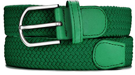 MASADA Stoffgürtel - Dehnbarer Stretch-Gürtel für Damen und Herren 3,2 cm breit elastisch 100-110 cm lang - Grün