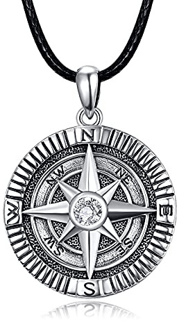 KINGWHYTE Kompass Halskette 925 Sterling Silber Go in the Directon of Your Dream Anhänger Graduation Schmuck Geschenke für Männer