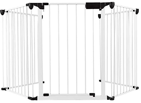 Barrera De Seguridad para Perros, Reja De Protección para Chimenea, Metal -Puerta de Seguridad de Barrera Protectora para niños, Chimenea, Perros, Animales,310 * 2,5 * 75cm (Blanco 5 pz)