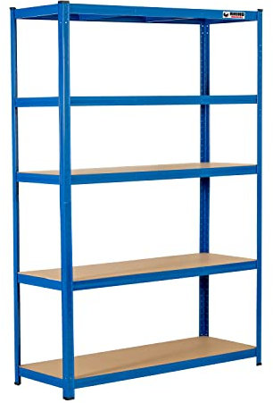 Rhino Racking - 5 Tier Heavy-Duty Industrial Storage Shelves - Blue - 180x120x45cm