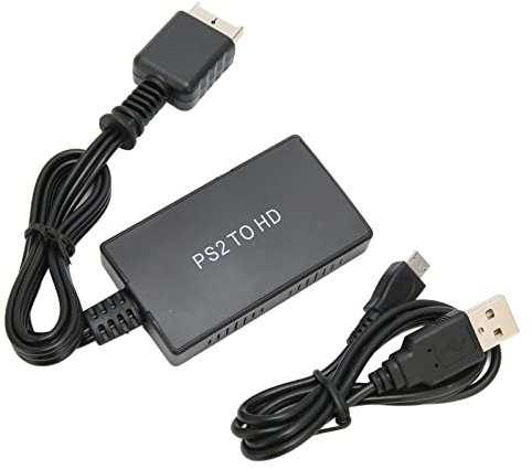 Adaptateur Convertisseur PS2 vers HDMI, Convertisseur Vidéo PS2 vers HDMI Prenant en Charge la Commutation HDMI 720P/1080P, Alimenté par USB pour Moniteur HDMI HDTV Adaptateur de Transfert de Signal A