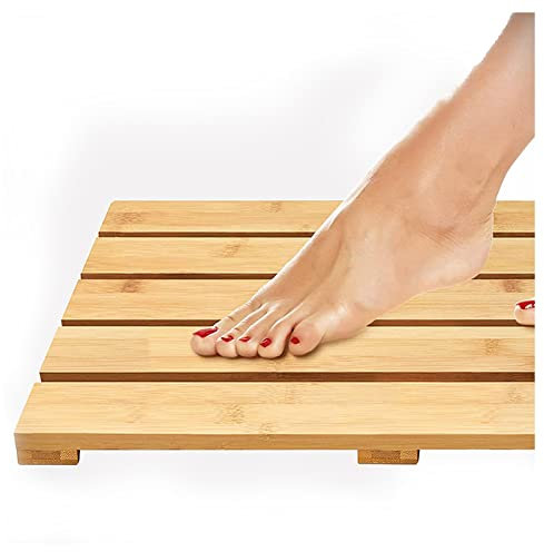 SHUITUKOUU Badematte Aus Naturholz,Badezimmermatte Aus Bambus,Bad-Duschmatte rutschfeste Badezimmermatte Aus Bambus Für Den Innen- Und Außenbereich Anpassbar,80x100cm/31x39in
