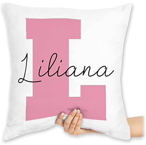 Kissen 40x40 Zierkissen - Anfangsbuchstabe mit Name Geschenkideen I Geschenk mit Initialen personalisiert - 40 x 40 cm - Weiß - buchstabenkissen Buchstaben Buchstabe personalisiertes