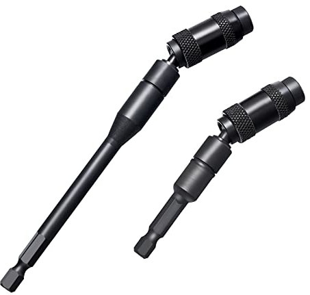 Litorange 2 Stück 1/4 magnetischer Bithalter,90mm+145mm flexibler Sechskant-Bithalter,20 Grad drehbarer Schnellverschluss-Bohrerverlängerung, Schraubendreher-Bithalter für schmale Räume oder Ecken