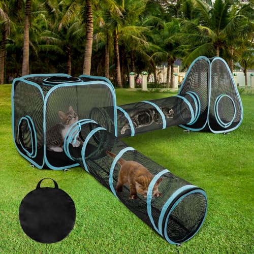 GINDOOR Outdoor Cat Enclosure, 4-in-1 Cat Tent Tunnel Playpen Set
